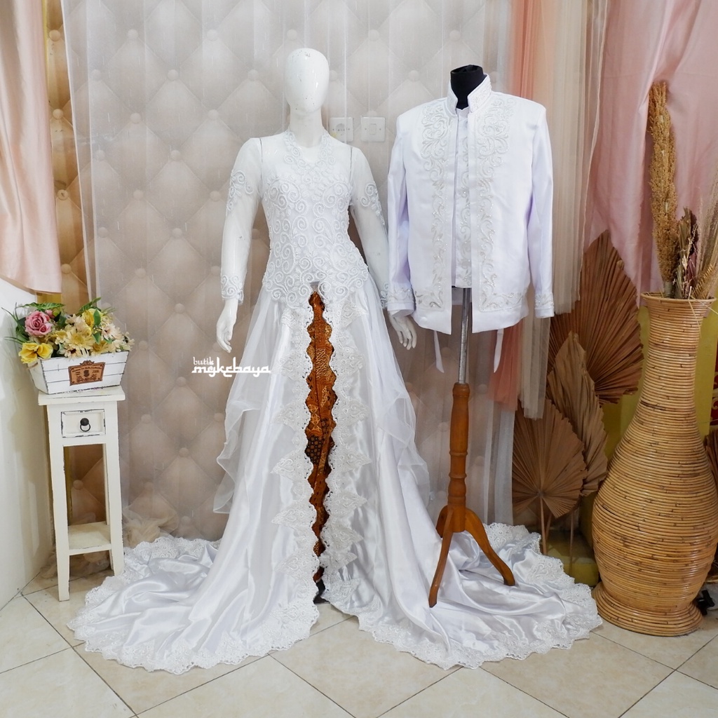 Promo Sepasang Kebaya Pengantin Akad Mewah murah Kebaya Pengantin putih