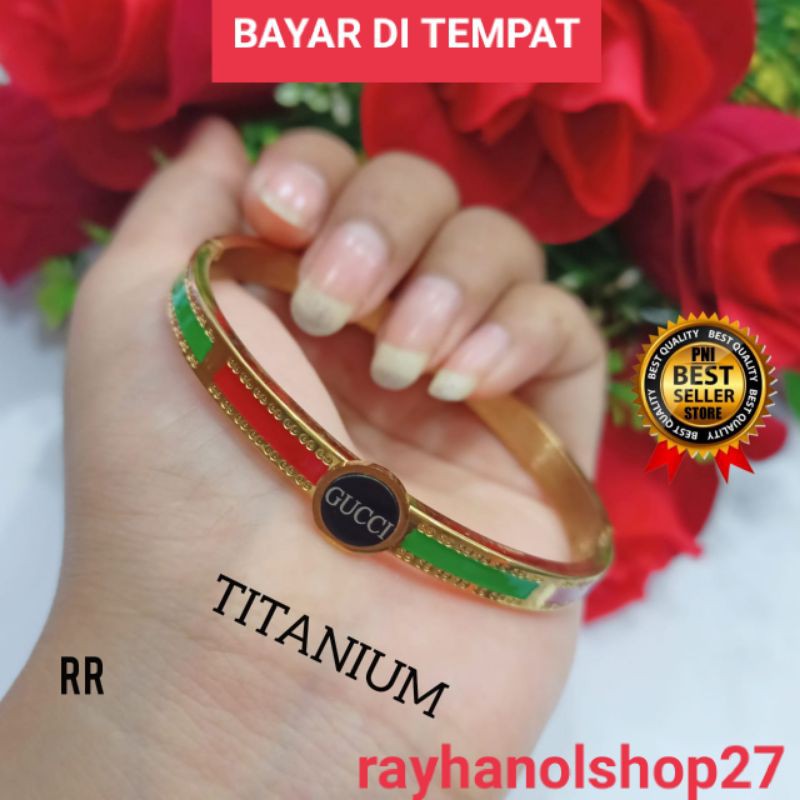 TITANIUM GELANG TANGAN WANITA ANTI KARAT MOTIF TERBARU WARNA GOLD DAN SILVER