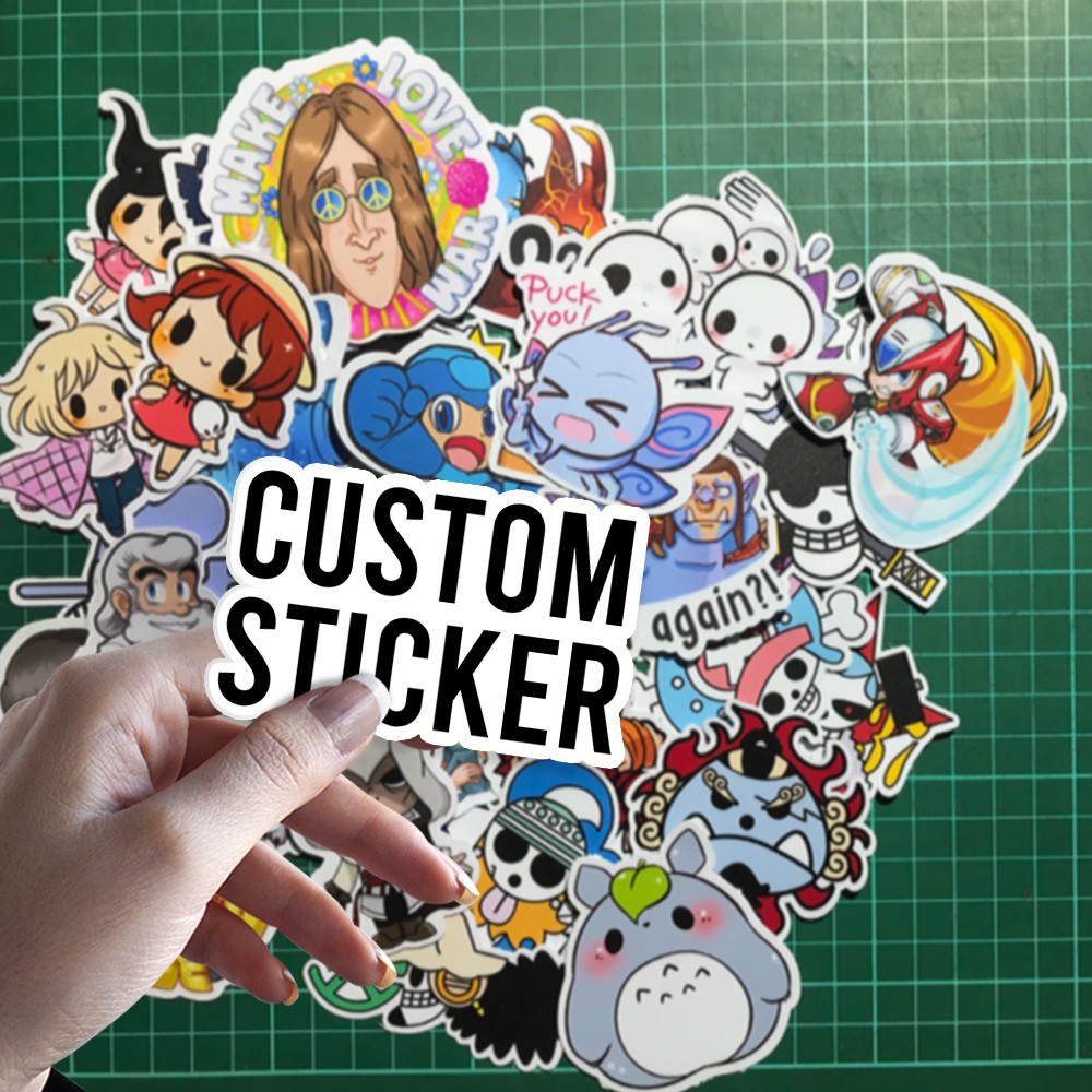 Custom Produksi Cetak Print Sticker Vinyl Die Cut 10 cm Doff Glossy Stiker (Minimal Order 10 pcs)