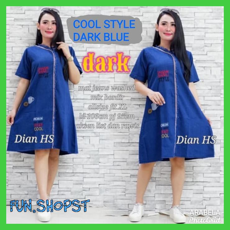 BAJU WANITA DRESS CASUAL PENDEK BAJU HAMIL JEANS JUMBO BIG SIZE XL 075