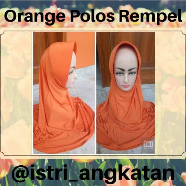 Jilbab Orange Polos Rempel