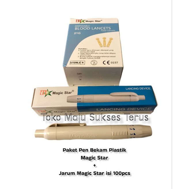 Pen Bekam Plastik Otomatis Magicstar BONUS Jarum bekam 21G magicstar 1 box isi 100pcs