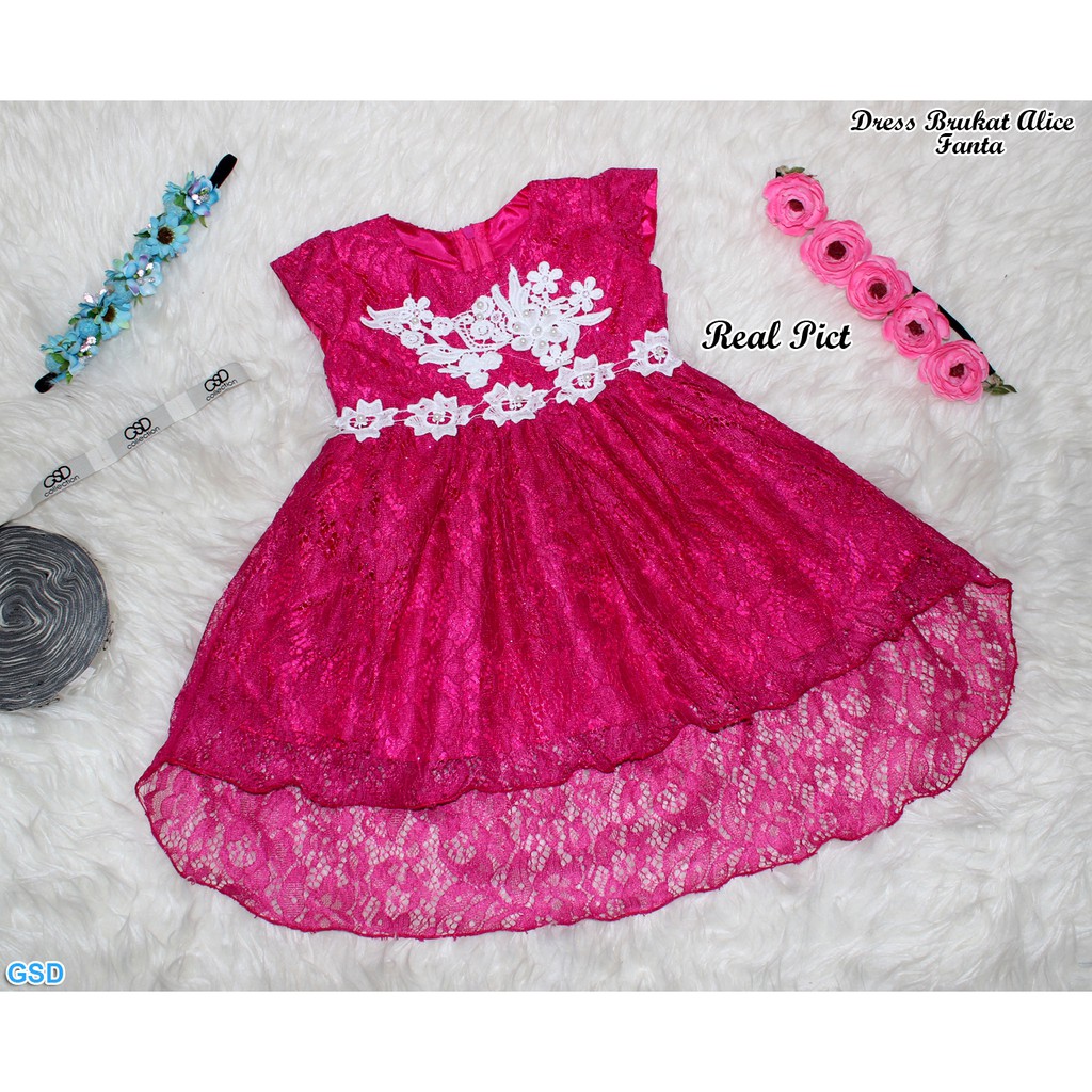 Dress Kids Alice/Baju Terusan Dress Anak Import/Casual Mini Midi Dress Brukat Anak/Baju Anak Murah