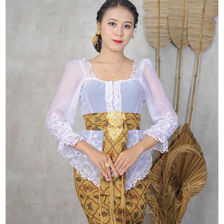 Kebaya Bordir Bali motif pagar ayu/ kebaya Bali bordir kerut bagus murah