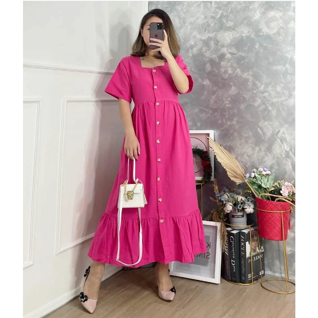 BAHAN RAYON PREMIUM || JEDI MIDI DRESS || S M L XL XXL XXXL 5L