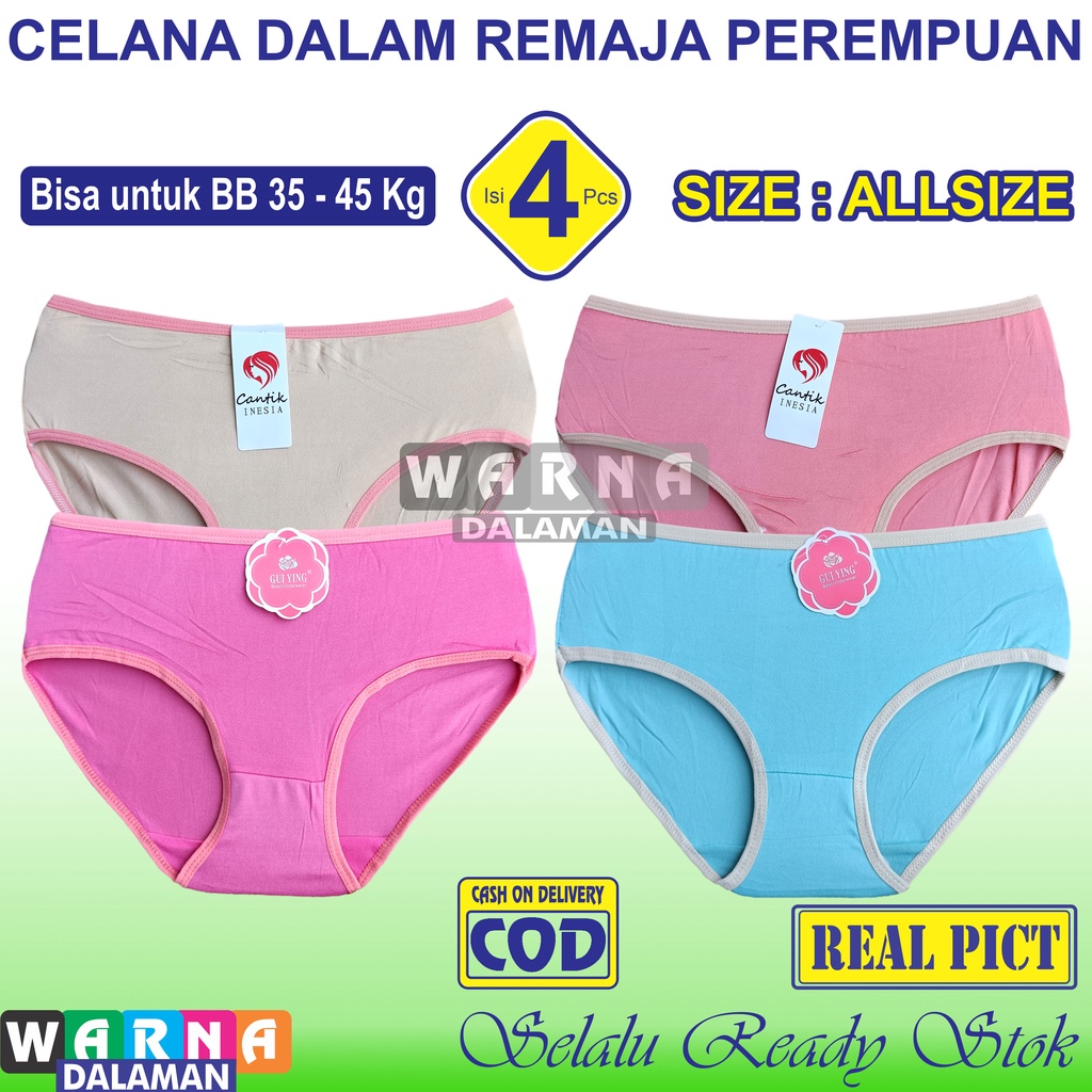 4 Pcs CD Remaja Anak Perempuan Murah Motif Polos Bahan Soft dan Melar | WARNA DALAMAN