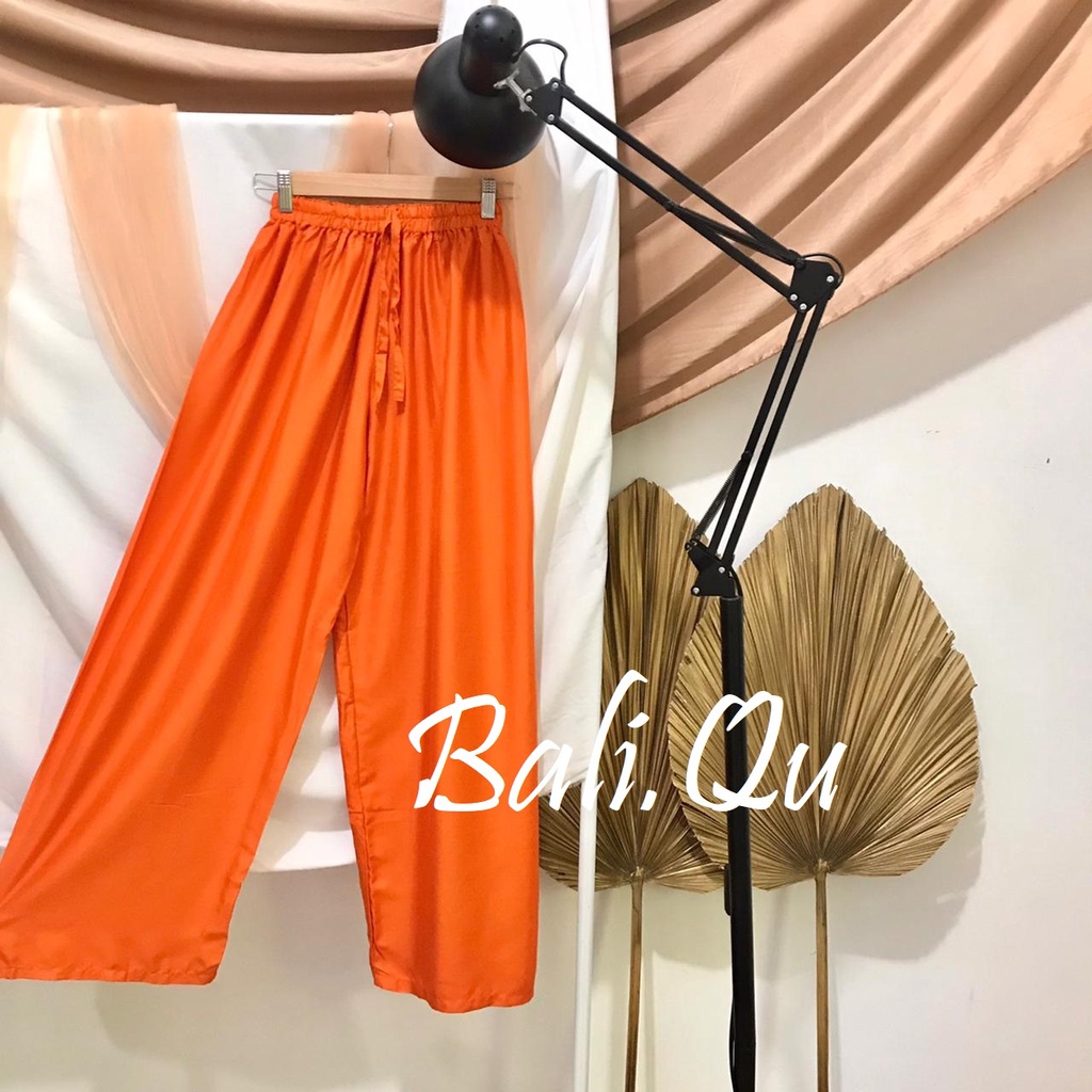 Basic Kulot Panjang Rayon Motif Bali-ORANGE