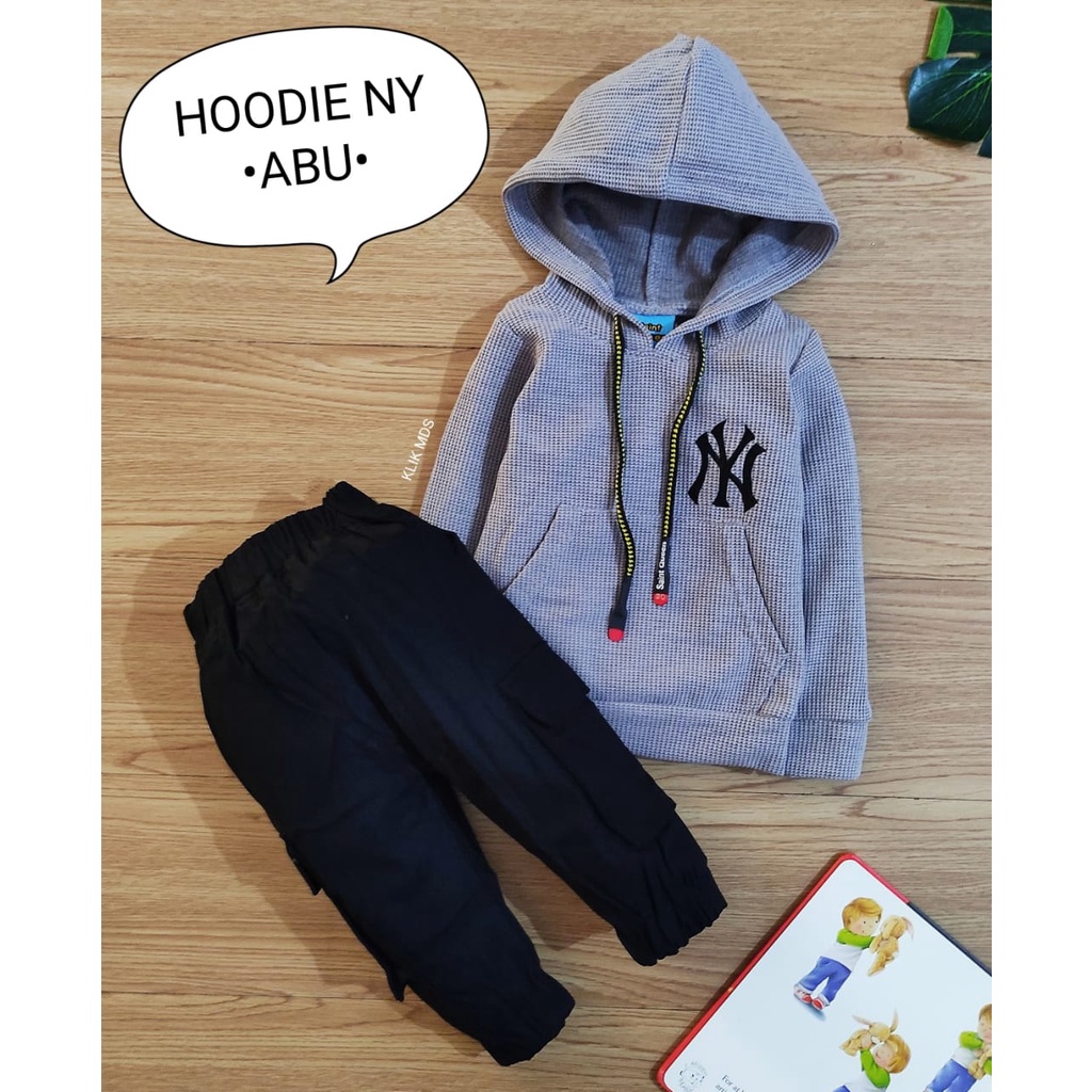 Setelan Anak - Baju Bayi Laki - Laki Hoodie Tangan Panjang Celana Panjang Motif Hoodie NY