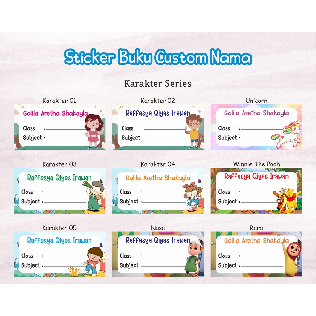 

Sticker Nama Buku Custom / Sticker Label Buku Sekolah Anak