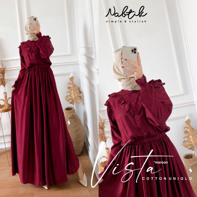 neww gamis Vista terbaru original by nabtik /rayon UNIQLO