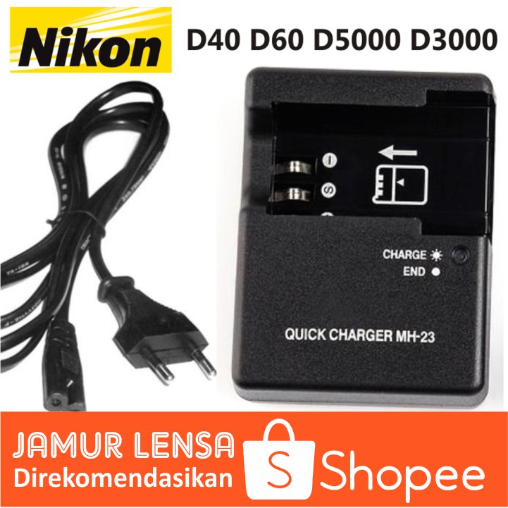 Charger Nikon D3000 D5000 D40 D40x D60 D60x Mh 23 Carger Carjer Adaptor Shopee Indonesia