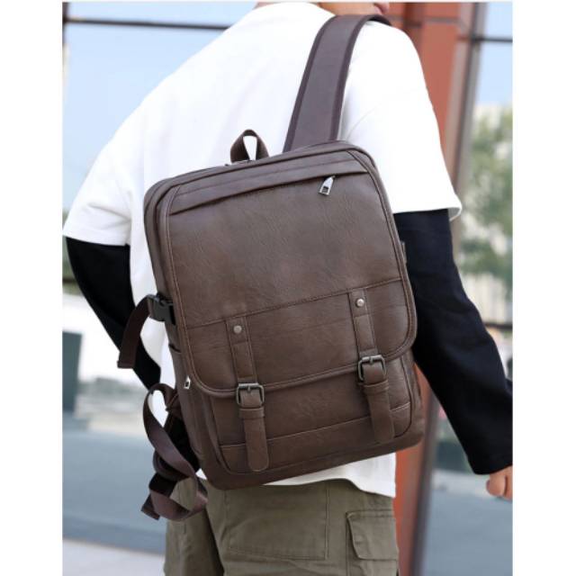 Tas Ransel Kulit Pria Import Backpack