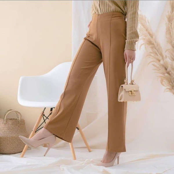 Leon Kullot Scuba Premium / Celana Panjang Kulot Polos Wanita / Celana Panjang Polos Murah Korean Outfit- BV0G-8