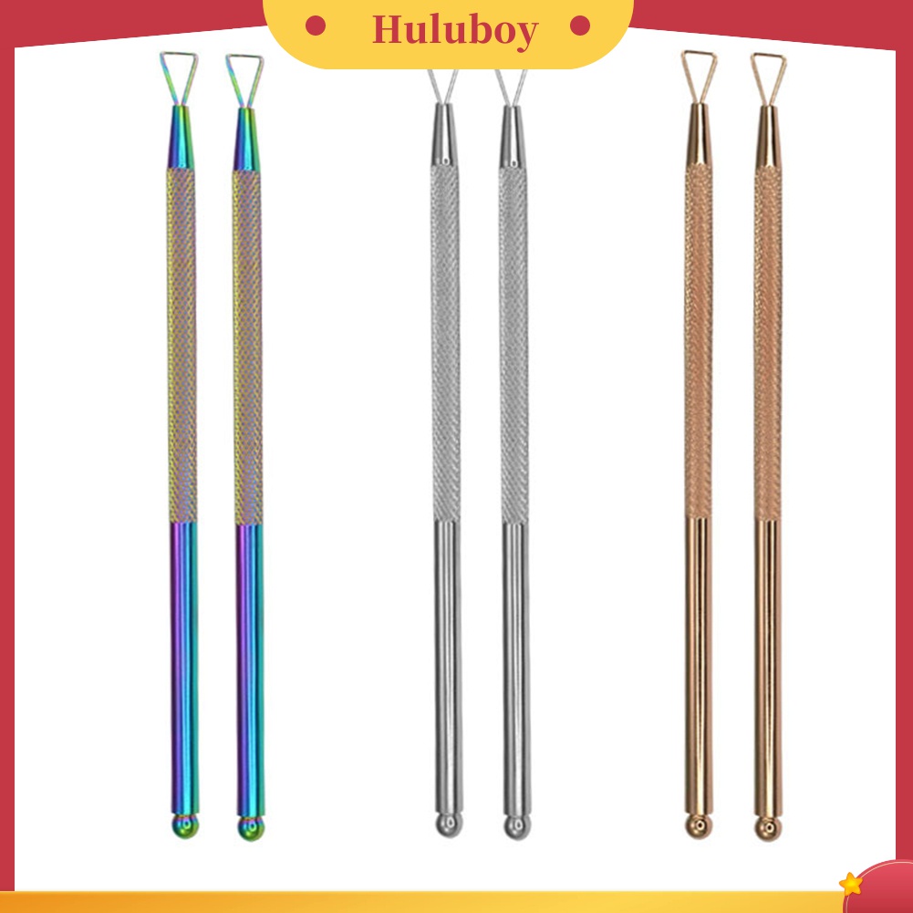 Huluboy Huluboy♡ Alat Pengupas / Pendorong Kutek Gel Bentuk Segitiga Bahan Stainless Steel