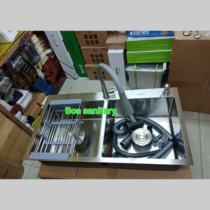 Wastafel - Bak Cuci Piring/Kitchen Sink 2Lubang Minimalis Stainless