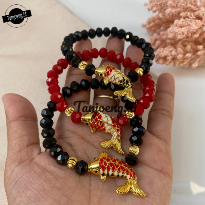 Gelang Tangan Wanita Crystal Ceko Gelang Kristal Ceko Liontin Ikan Koi