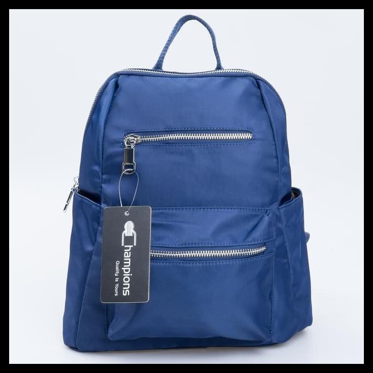 PRODUK MURAH TAS RANSEL WANITA TAS PUNGGUNG NYLON IMPORT CHAMPIONS 1881 BAGUS MURAH - BLACK STOCK