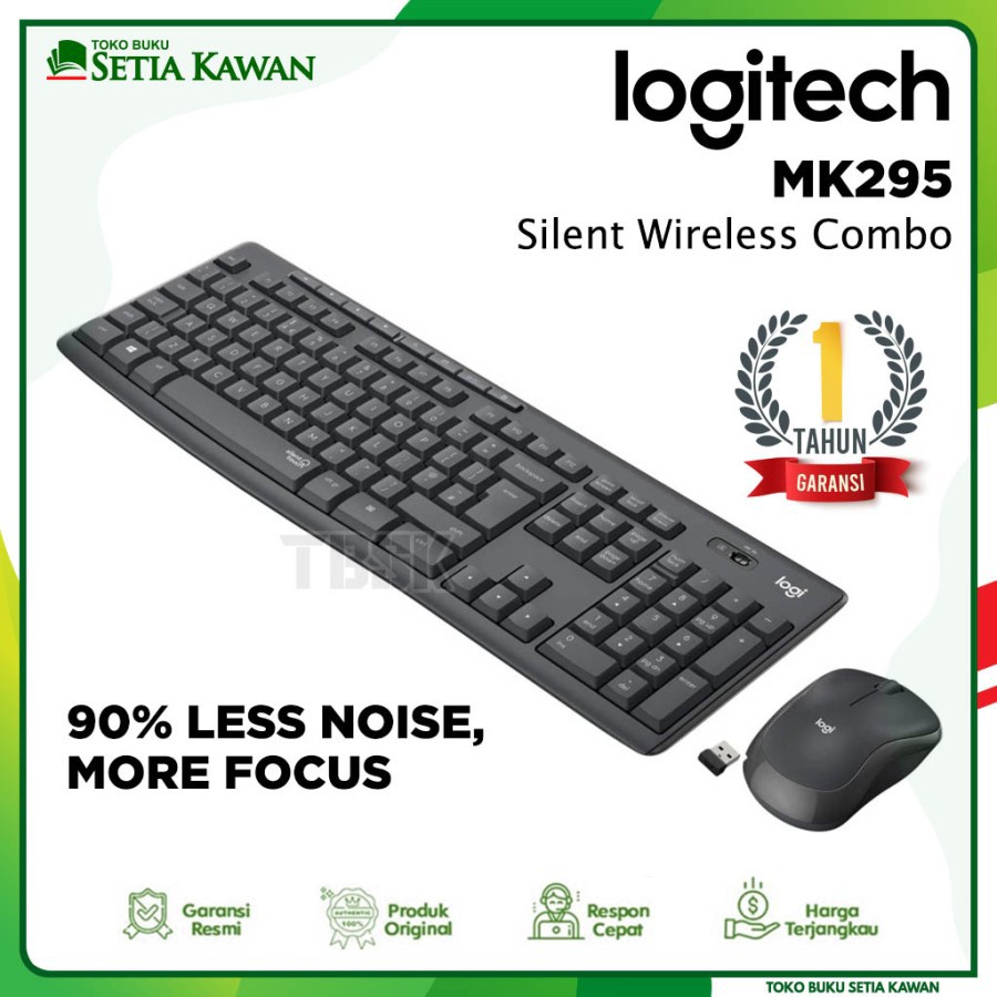 Logitech MK295 Silent Combo Wireless Mouse &amp; Keyboard GARANSI