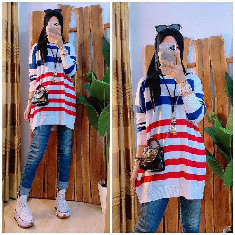 Salma Rajut Jumbo, TUNIK RAJUT JUMBO CANTIK FIT XXXL LD 124-144 BAHAN RAJUT PREMIUM MODIS TERMURAH OOTD