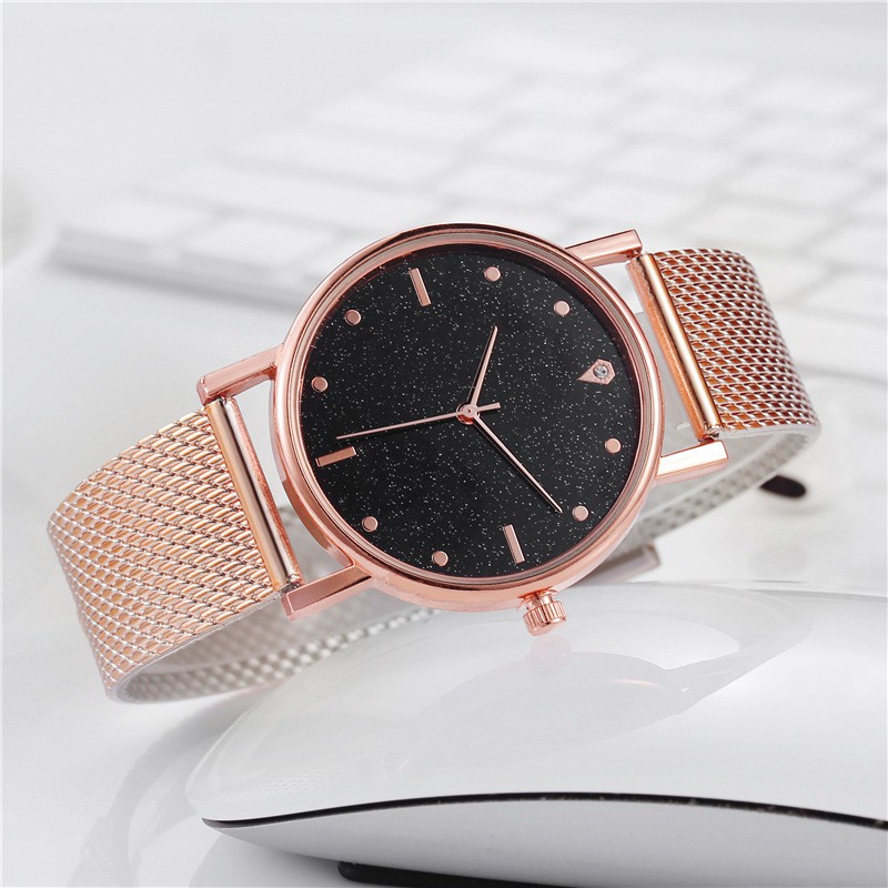 Jam Tangan Gliter Stainless Steel Wanita Quartz Fashion Korean Analog Casual Simple Import