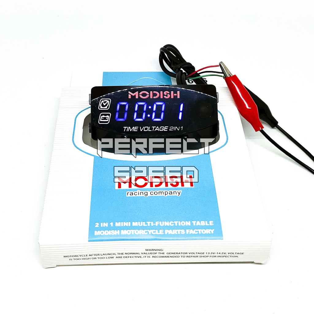 VOLTMETER AKI MOTOR DIGITAL 2IN1 MODISH VOLTAGE/TIME BISA UNTUK SEMUA MOTOR