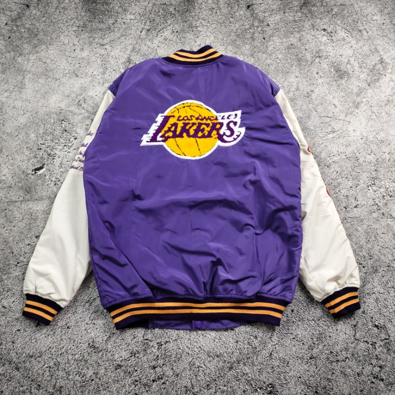 VARSITY LAKERS LOS ANGELES FULL BORDIR BLACK/PURPLE AUTHENTIC FULLTAG &amp; LEBEL