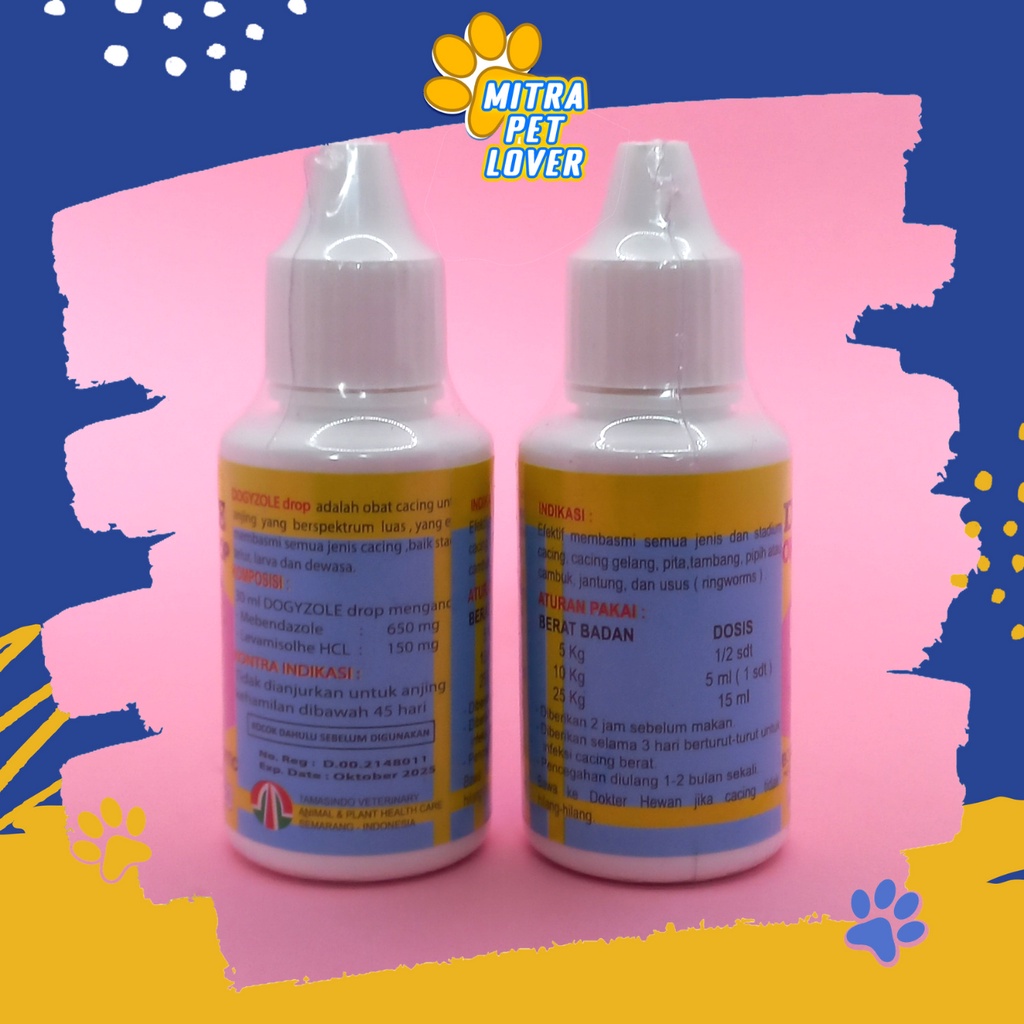 OBAT TETES CACING ANJING - DOGYZOLE DROP 30 ML - BASMI LARVA TELUR &amp; SEMUA JENIS CACING - MANJUR UNTUK DOGGY PUPPIES EFEKTIVE - MURAH GARANSI KUALITAS ASLI ORIGINAL- PET ANIMAL VETERINARY TAMASINDO VITAMIN TERNAK HEWAN BINATANG PELIHARAAN MITRAPETLOVER