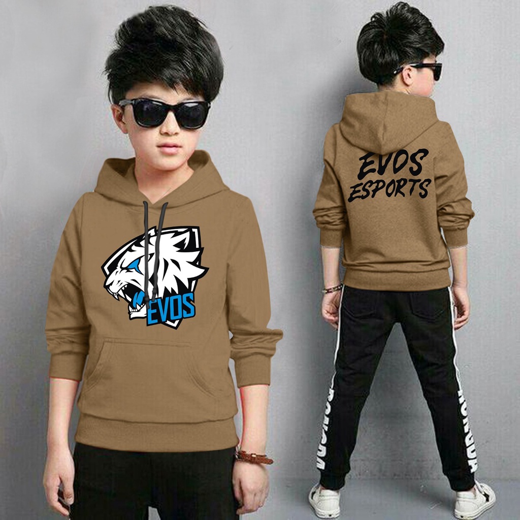 Jaket Anak Laki Laki/Jaket Anak Terbaru/Hoodie Anak Evos Esport Anak Gaming Bahan Fleece Tebal 4-11 TAHUN