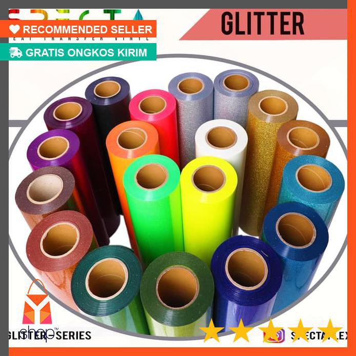 

DISKON BESAR ! SPECTAFLEX POLYFLEX KOREA GLITTER ORIGINAL HTV VINYL - GLITTER, 50CM