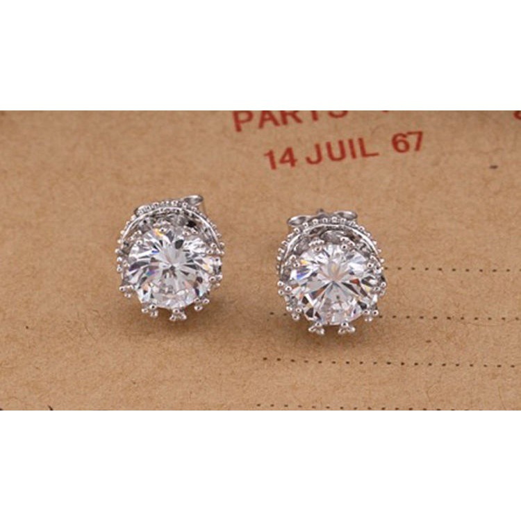 Anting Tusuk Bentuk Mahkota Kristal Silver untuk Hadiah 0338-wt