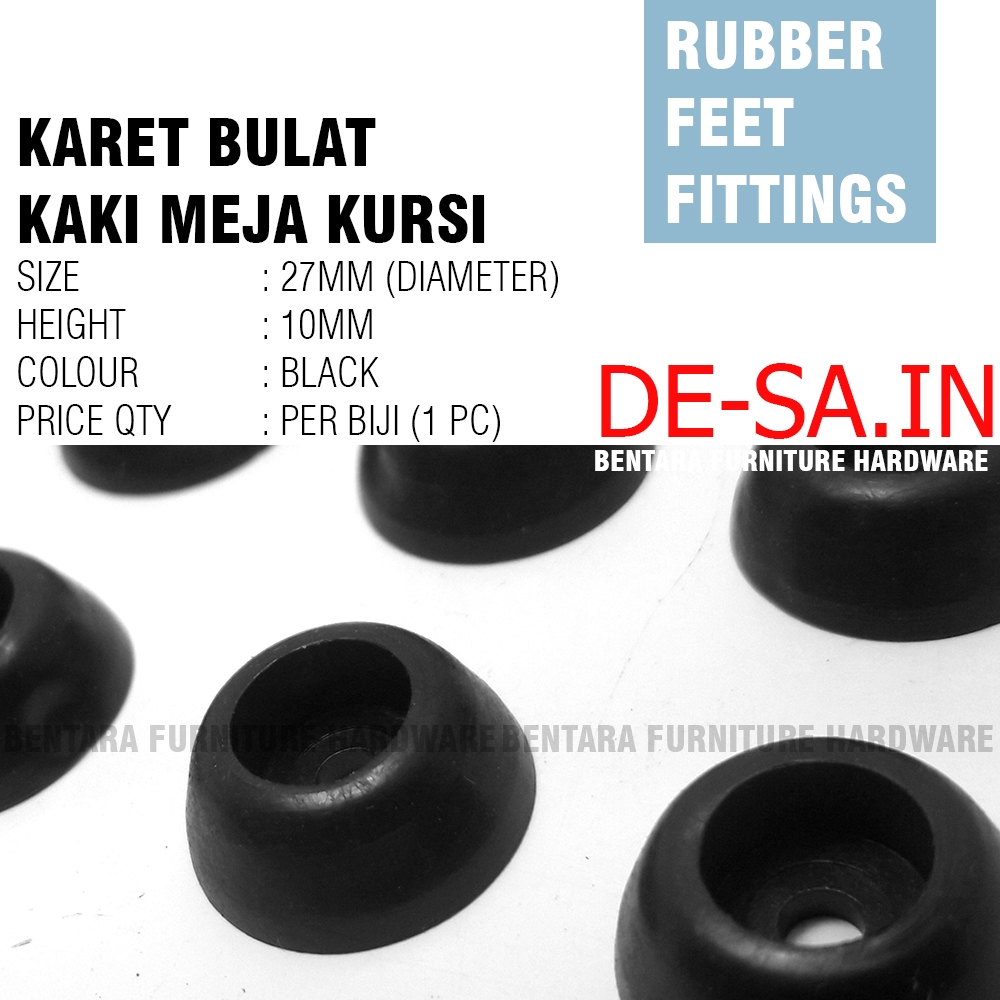 Karet Bulat Hitam Bening D27mm (Untuk Alas Kaki Meja) Rubber Feet Anti Slip Table Leg