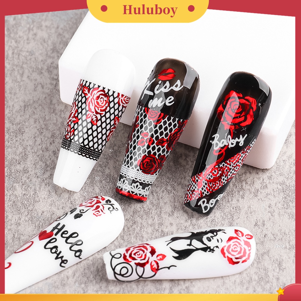 Huluboy Huluboy♡ Stiker Nail Art Warna-Warni Gaya Retro Untuk Wanita