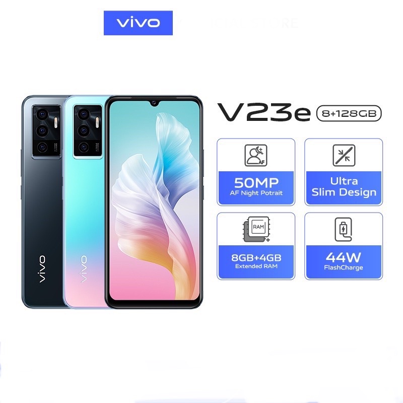 [GARANSI RESMI] Vivo V23 MediaTek Helio G96 6,44 inci 50MP AMOLED  - RAM 8GB, ROM 128GB