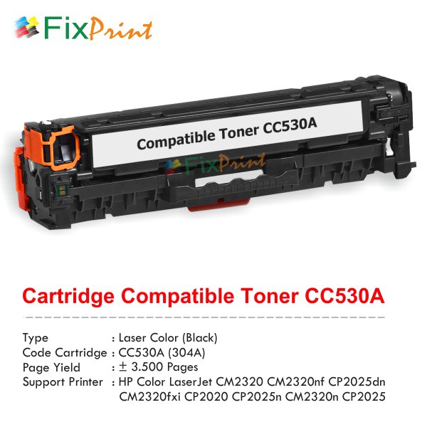 Cartridge Toner Compatible HP CC530A 304A Black, HP Color Laserjet Murah