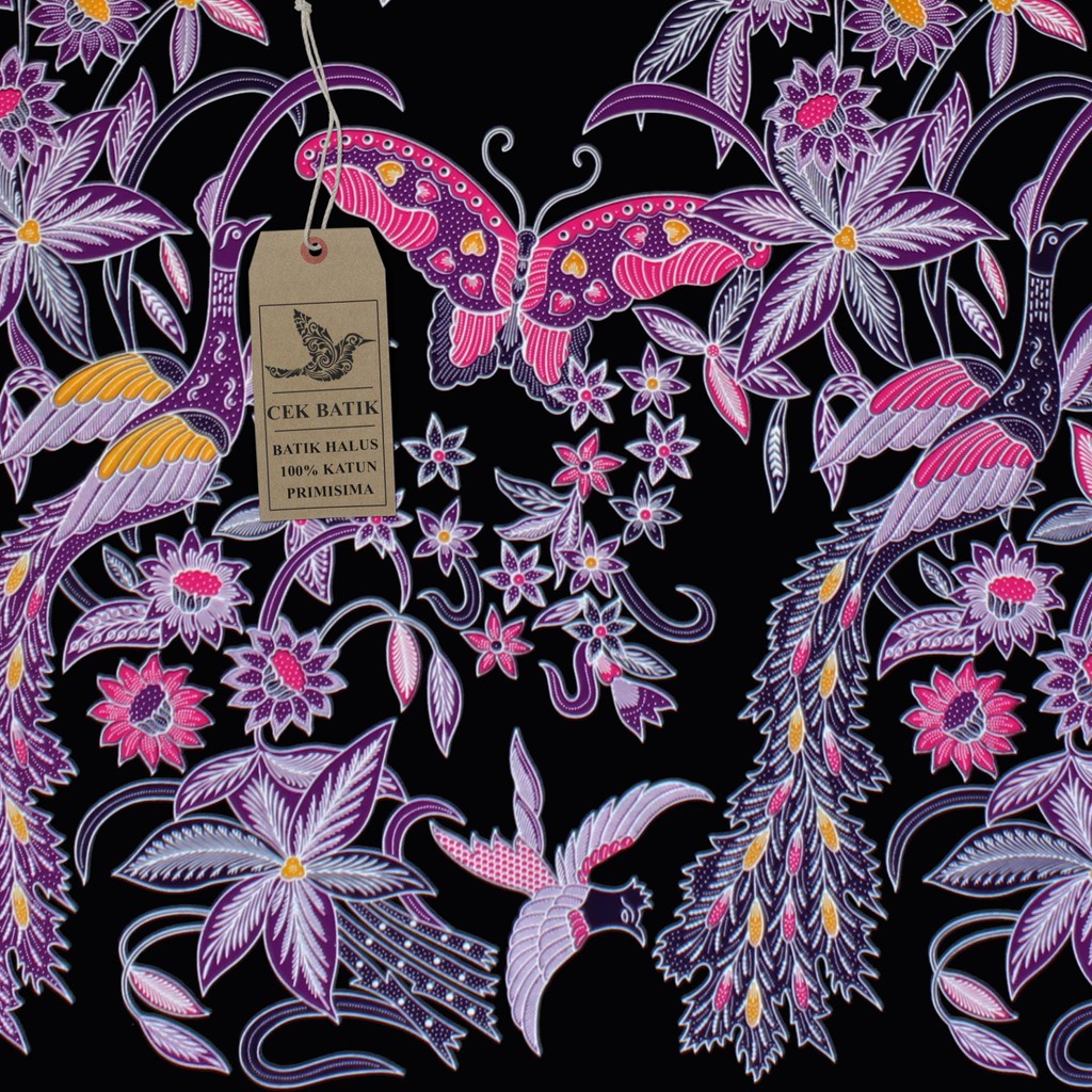 Cek Batik Kain Batik Motif Burung Merak Dan Kupu Kupu Unik Hitam