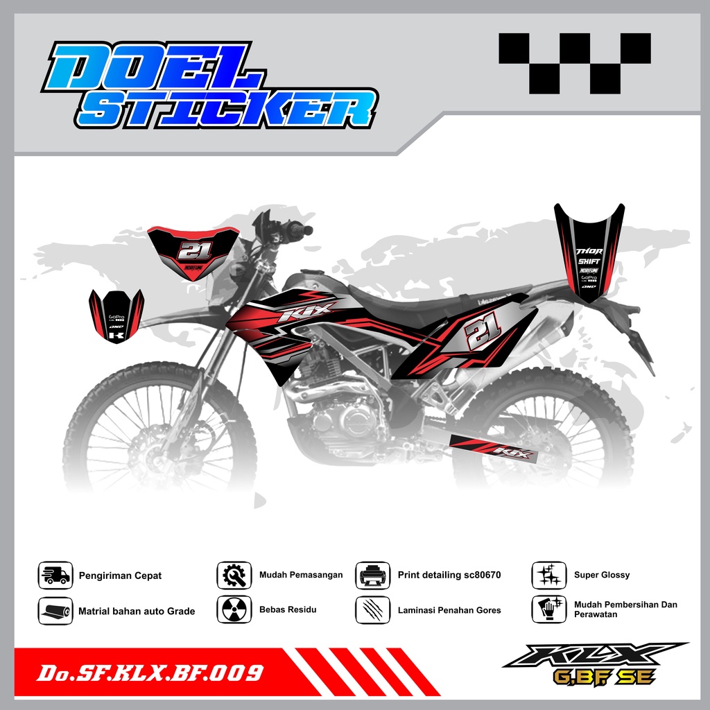 Sticker Striping Honda KLX 150 G , BF , SE Lama List Variasi Hologram , Crome Doel 009