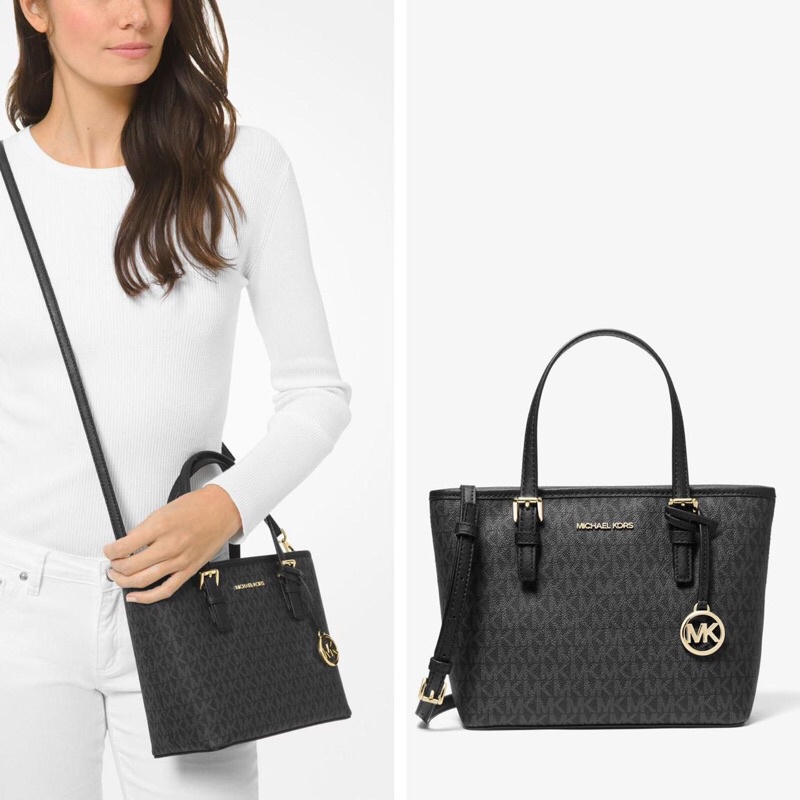 MK Jet Set Travel Extra-Small Logo Top-Zip Tote Bag Powder Blush Multi // 22-25*19 cm