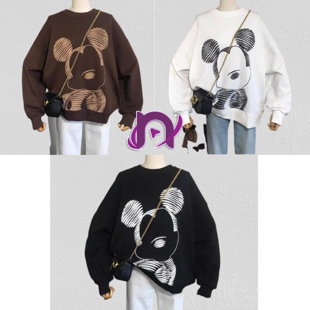 VOL 2 MICKEY SKETCH SWEATER CREWNECK OBLONG BAHAN FLEECE