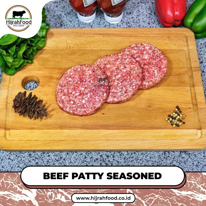 Jual Beef Burger Patty Seasoned Meaty & Juicy Daging Burger Siap
