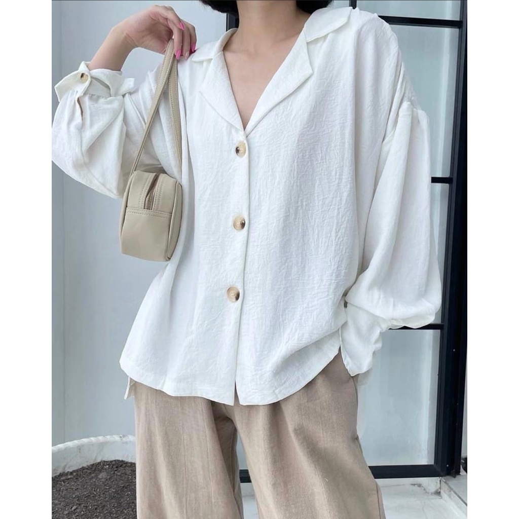 (MGA) BLOUSE BICITA FULL KANCING DAILY BUSUI WANITA BLOUSE AIRFLOW