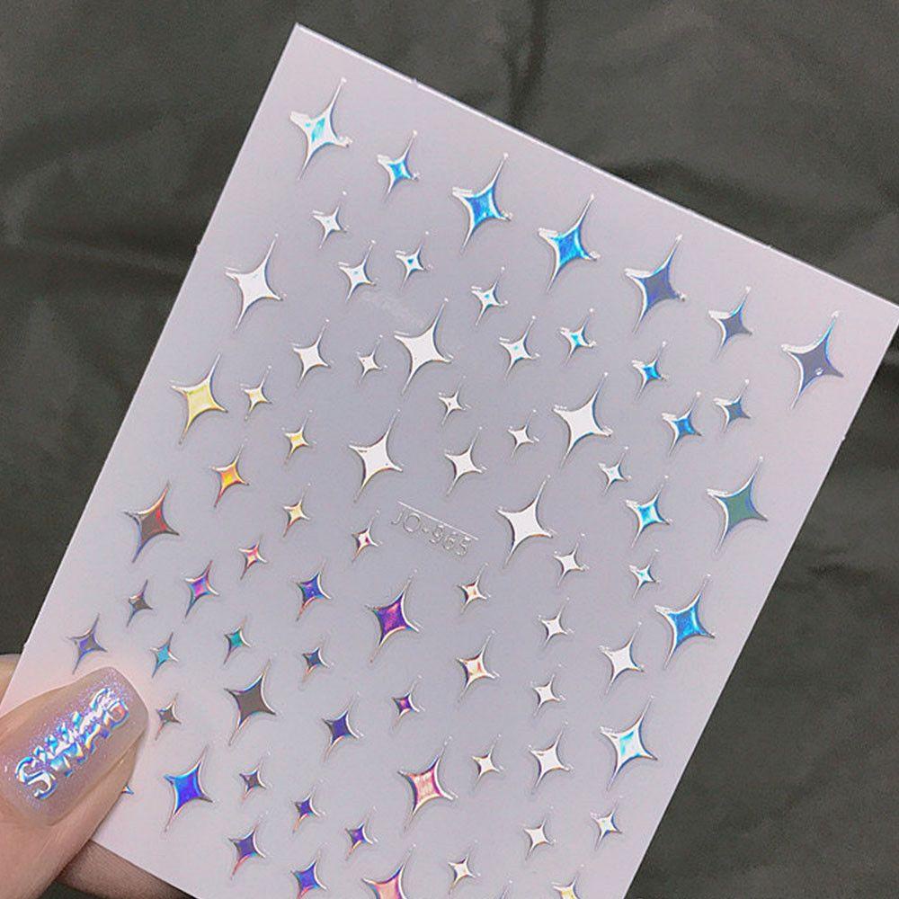 1pc Stiker Kuku 3D Motif Bintang Mawar Warna-Warni Untuk Dekorasi Nail Art