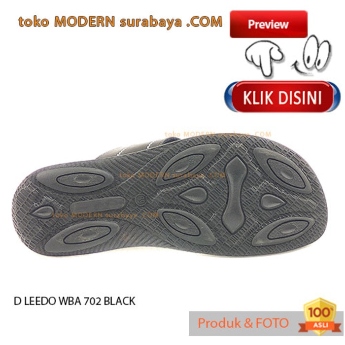 D LEEDO WBA 702 BLACK Sandal Pria Flat Slip Slop On Casual