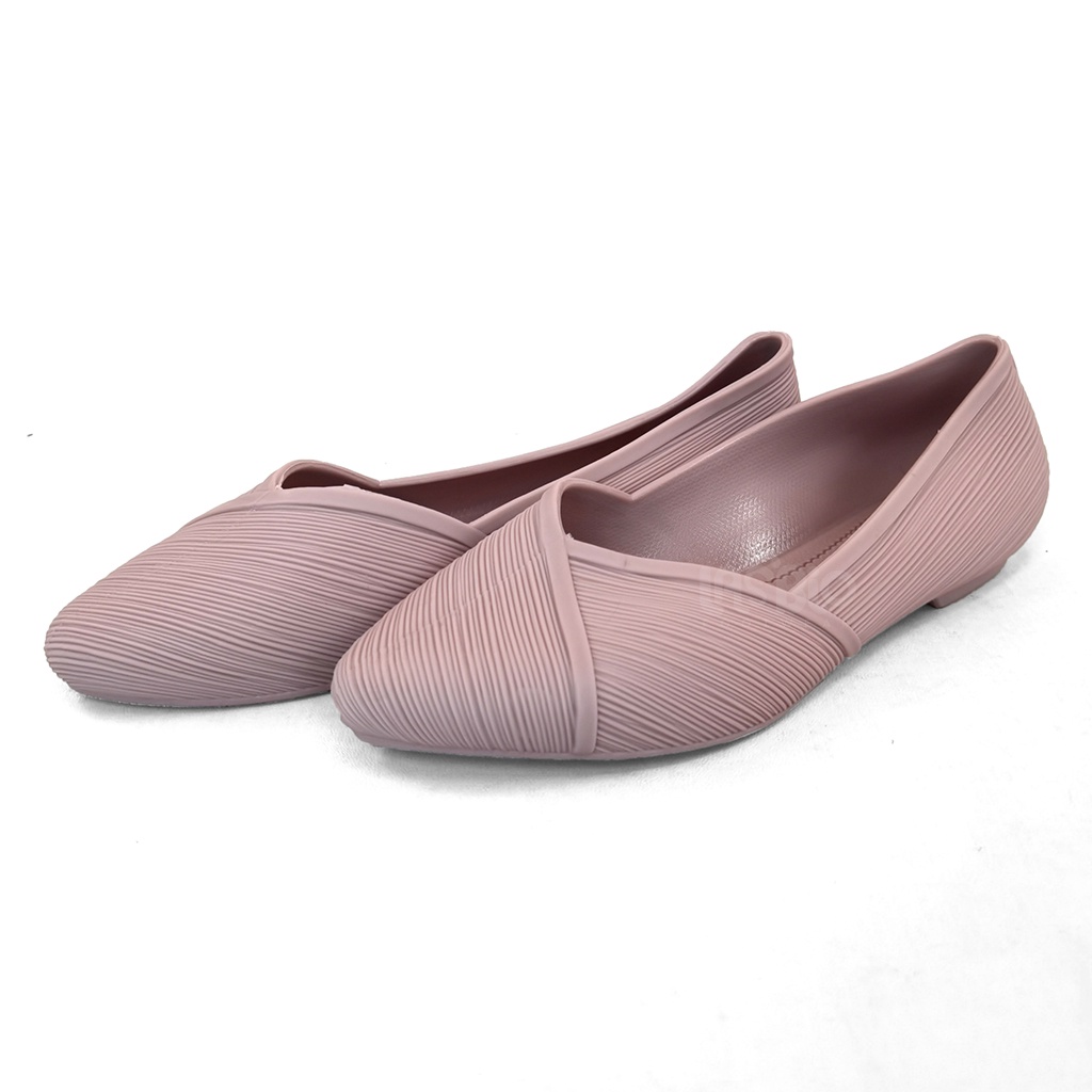 Porto Sepatu Selop Flatshoes Ballerina Karet Kasual Formal Wanita XEM