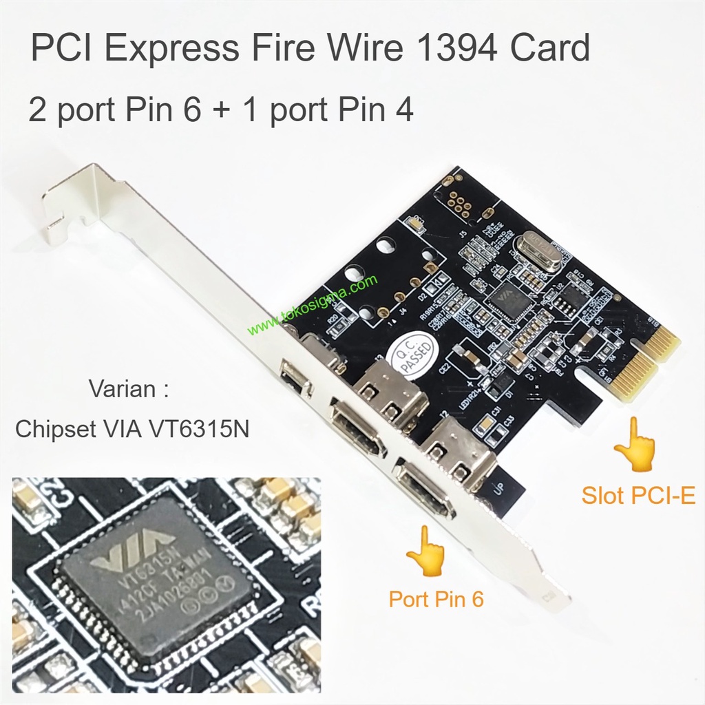 PCI-E PCI Express CARD FIREWIRE Fire Wire 400 1394A pin 6 x 4 Chip VIA