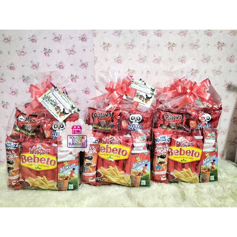 Snack Ultah Serba Merah || Mini snack || paket ultah anak || Snack ultah murah || Bingkisan murmer