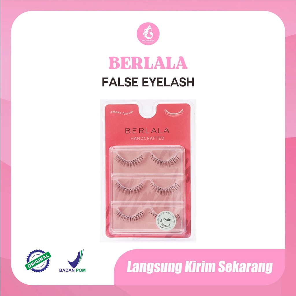 Berlala Handcrafted False Eyelashes Natural-3Pairs-3Pasang