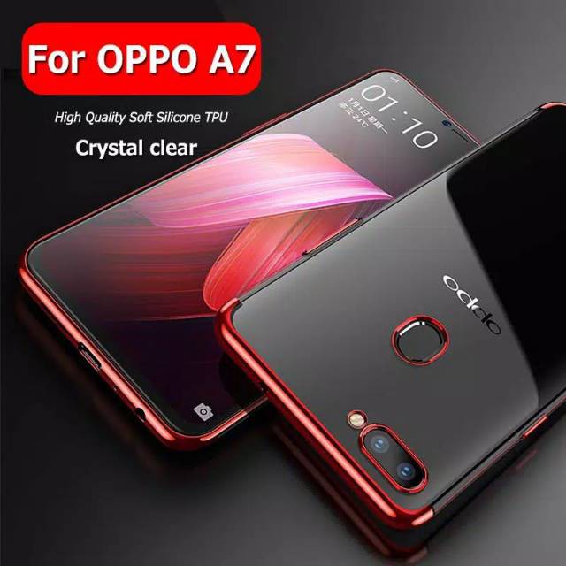 Oppo A7 Shining Chrome TPU Soft Case Clear Casing
