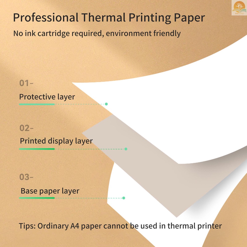 (MMOI) Kertas Thermal Printer Lipat PeriPage A40 Quick dry Untuk Foto / Foto / Receipt Memo PDF File 210