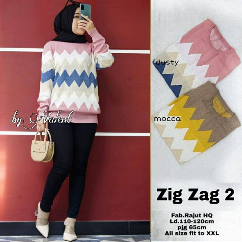 Zig Zag #2 Rajut, ATASAN RAJUT WANITA CANTIK FIT XXXL BAHAN RAJUT PREMIUM LD 110-130 TERMURAH OOTD