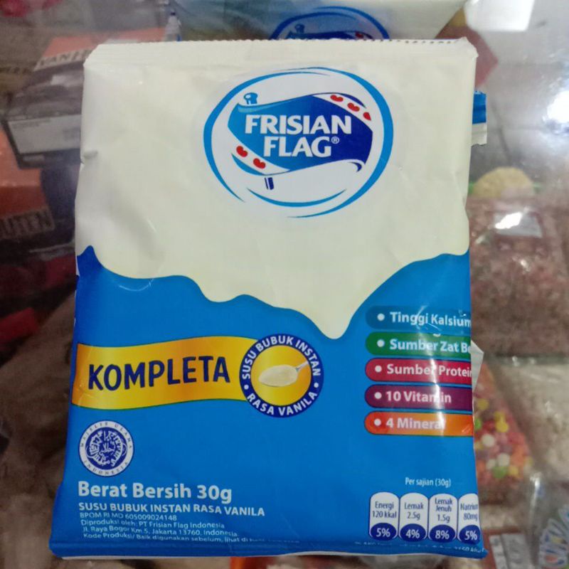 

susu bubuk instant rasa vanilla MEREK FRISIAN FLAG 30gr